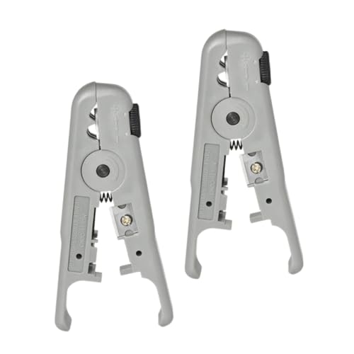 Amosfun 2 Piezas Pelacables Herramienta De Stripper De Alambre Herramienta De Prensado Pelado Herramienta Cortadora De Alambre Ajustable Pelado De Cables Separador De Lineas Light Grey Abs