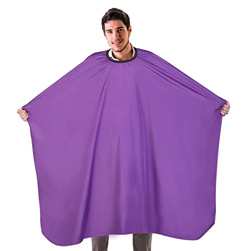 Barber Cape-Professional Salon Hair Cutting Cape,56x63 inches Large Hairdresser Cape for Haircut,Coloring,Makeup,Styling and More,(Purple)