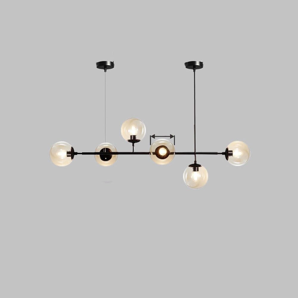 KXEcoLife Modern 6-Light Globe Pendant Lamp, Adjustable Glass Chandelier, E27 Nordic Style Lighting for Kitchen Island, Farmhouse Decor, Elegant Hanging Fixture