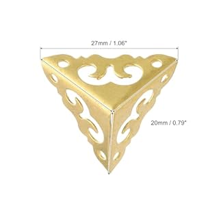 sourcing map 4 Pcs Brass Edge Guard, 20mm Decorative Box Corner Cover, Corner Protector, Vintage Stair Dust Corners with Screws, Gold