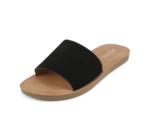 Image of Soda Shoes Efron-S Women Flip Flops Basic Plain Slippers Slip On Sandals Slides Casual Peep Toe Beach