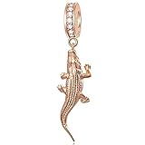 EMOSTAR Rose Gold Crocodile Charms Pendant, 925 Sterling Silver Alligator Animal Beads, fits Pandora Snake Chain Bracelet, for Birthday