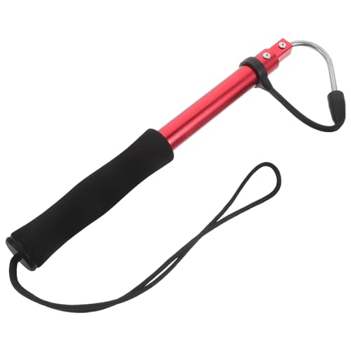 Alipis Extendable Telescopic Fish Gaff with Red Rubber Handle, Stainless Steel Metal Fishing Hook for Ocean and Saltwater Fishing Gear