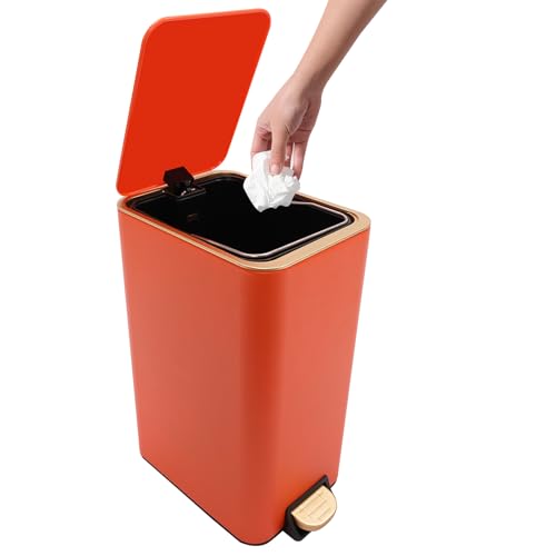 Caneca de basura con pedal 12L naranja miniatura 6