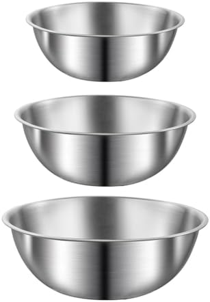 SILBERTHAL Lot 3 Saladiers Inox Avec Couvercles Hermétiques - Cul De Poule Gradué