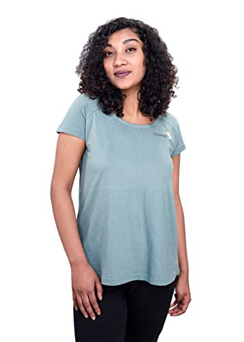 Image of Uhane Women's Yoga and Gym Cross-Back Cotton Work-Out Extreme Deep Neck Loose Fit T-Shirt (Teal) Short Sleeves Top for Sports and Fitness