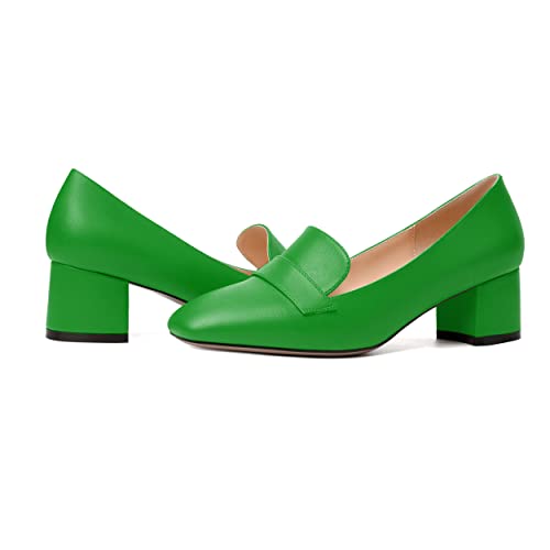 Image of MODENCOCO Womens Square Toe Slip On Comfortable Casual Matte Work Chunky Low Heel Loafers Shoes 2 Inch