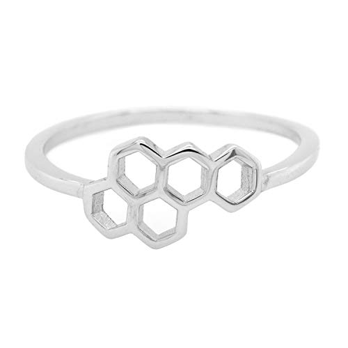7mm 925 Sterling Silver Honeycomb Bee Womens Promise Fashion Ring Sizes 3-103