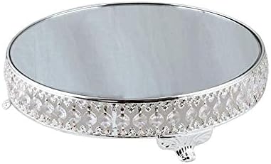 Heoolstranger Mirror Metal Crystal Cake Stand - 10.24/12.2 inch Round Dessert Tray Cupcake Holder for Dessert Muffin Sandwiches Afternoon Tea Party Birthday Wedding Engagement (Gold | Sliver)