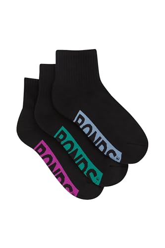 Bonds Womens Logo Quarter Crew Socks (3 Pack), P24I (3 Pack), 8-11