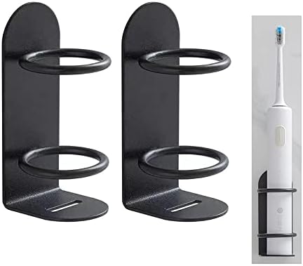 Electric Toothbrush Holder,Wall Toothbrush Holder Eco-Friendly Mighty Toothbrush Holder for Bathroom No Drilling 2Pack (Black)