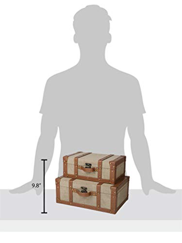 Slpr Carson Beige Kids Wooden Storage: Set Of 2 Fabric-Covered Nesting Trunks, Small Keepsake Box With Lid, Wooden Treasure Suitcases, Toy Box For Girls And Boys, Country Wood Crate, Antique Chest #TOP6