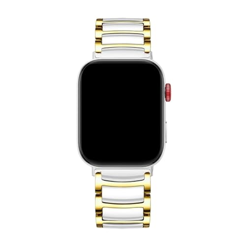 [PLYYQZM] �Z���~�b�N + �����X�g���b�v,�ɍ��� Hua wei Watch Fit 3/4/5 �X�e�����X�|���X�g�o���h,�ɍ��� Hua wei Watch Fit5 Pro �����\�ȃu���X���b�g�ɓK�p(Gold white,For Fit 