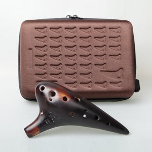 Focalink Professional 12 Holes Straw Fire Ceramic Ocarina With Hard-Shell Case - Authenticity Proved By Engraved Identification Code On Each Piece! - Great Gift. Linn's Arts! (Alto C) #TOP16