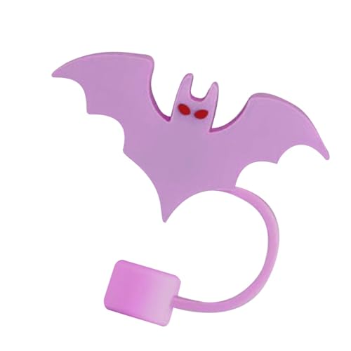 Tapa de paja,Tapa de paja - Tapa de paja de silicona Murciélago Halloween Toppers de paja - Tapas de paja antipolvo, protector de paja reutilizable, accesorio
