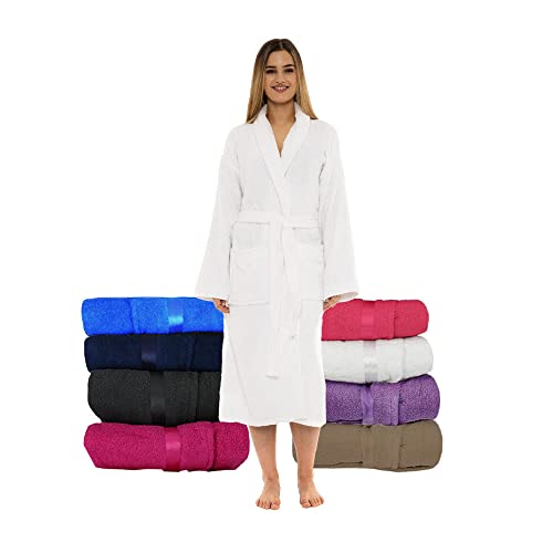 CICK Towelling Bath Robe Premium Quality Bathrobes for Women Highly Absorbent 100% Cotton Shawl Design Perfect for Men & Women in Loungewear and Gifts