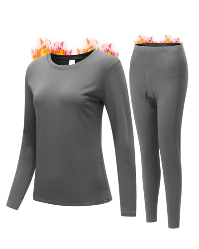 Image of JZCreater Women Thermal Underwear Set, Long Johns Base Layer Top & Bottom, Women Soft Pajama Set for Cold Weather
