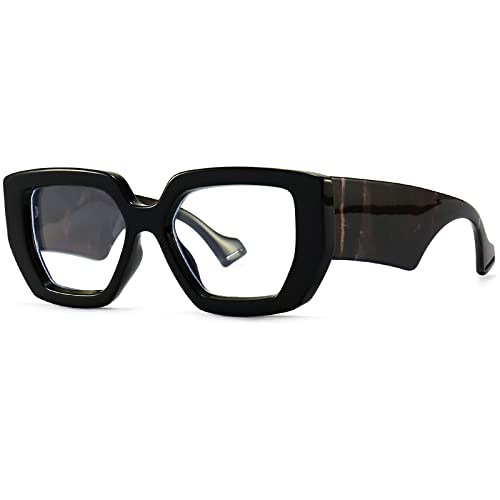 Image of Breaksun Thick Frame Blue Light Glasses for Women Men Fashion Oversized Square Computer Gaming Eyeglasses