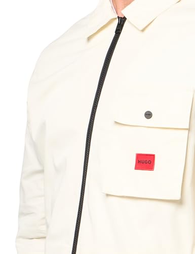 Image of Hugo Men's Cotton Mix Canvas Zip Up Overshirt