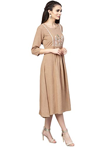 Image of Varanga Women's Rayon Blend Fit and Flare Midi Dress