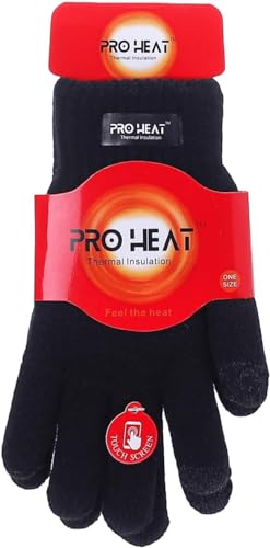 ASD Accessories Mens Knitted Touch Screen Gloves Thinsulate Lined Full Finger Thermal Winter Wooly Work (Black)