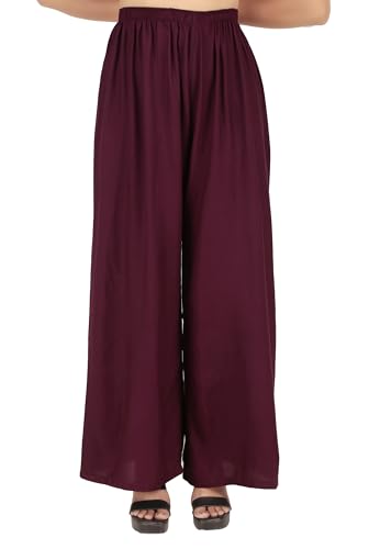 Image of Go Gazab - Stylish Women's Palazzo: Trendy Rayon Solid Color Ethnic Wear Palazzo