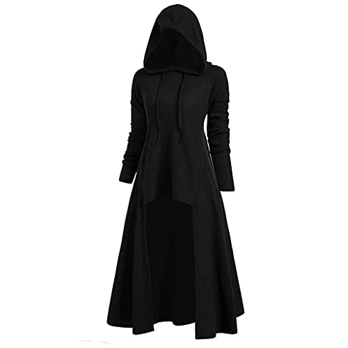 Gillberry Womens Plus Size Hoodies Robe Vintage PulloverLong Hoodie Dress Cloak Sweater Long Sleeve Jacket Coats Black