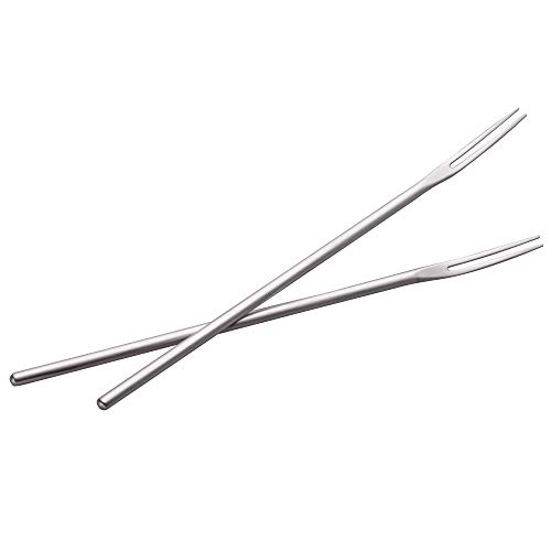 IMEEA 885-inch Long Reach Pickle Forks Fruit Cocktail Forks SUS304 Stainless Steel Iced Tea Coffee Stirring Mixing 2 Prong Forks Set of 2