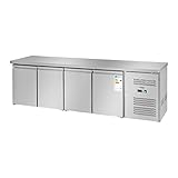 Royal Catering Kühltisch Arbeitstisch mit Kühlung RCLK-S449 (450 Liter, Edelstahl Arbeitsplatte, 343 W Secop Kompressor, 2 Kühlfächer, Kältemittel R290)