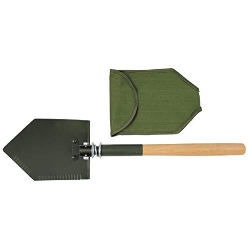 Max Fuchs Folding Shovel OD Green Wooden Handle Cover Used