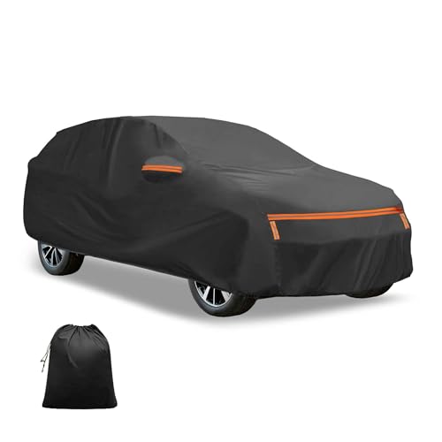 FUELHOOD マツダに対応CX-30専用450*180*140cm cx30ボディカバー スパンレース綿 新型100%防水生地&5層構造 裏起毛 塗装面保護 梅雨対策 自動車 破れにくい 雹対策 防風ロープ付き 耐強風 運転席側ジッパー 夜間安全警告 日焼け防止 凍結防止 霜除け 内装パーツ アクセサリー