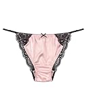 FEELITS 100% Mulberry Silk Underwear, Sexy Shiny Silk Satin String Bikini Panties for Women, Luxury Thong for Comfort