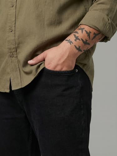Image of Urbano Plus Men's Relaxed Fit Washed Denim Jeans Non-Stretchable