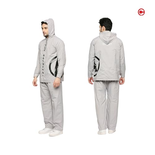 Image of Citizen Avengers Reversible Raincoat for Men with Waterproof Pant, Inbuilt Hood | Durable & Lightweight Rainsuit | Grey