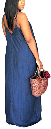 Maxi Dresses for Women Sexy Casual Spaghetti Strap Long Summer Sundress with Pockets2
