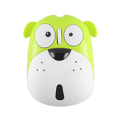 ワイヤレスマウス2.4GHz かわいい動物の犬の形 USB無線マウス Mサイズ 静音 充電式 光学式 パソコンコードレスマウス 3ボタン 女性 子供用 人気 可愛いキャラクターマウス PC/ノートパソコン/コンピュータに対応 (グリーン)