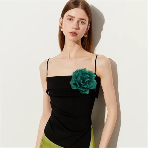 Image of Flash Camellia Flower Brooch Pin for Women Men Elegant Texture Fabric Dahlia Rose Floral Brooches Lapel Pins Dainty Wedding Holiday Party Costume Dress Accessories Jewelry