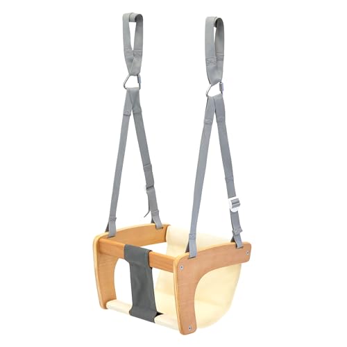 AVDAR Toddler Swing Chair - Baby Swing for Indoor Use Quick Install & Beechwood & 100% Cotton Double Canvas Suitable for Children 6 Months+