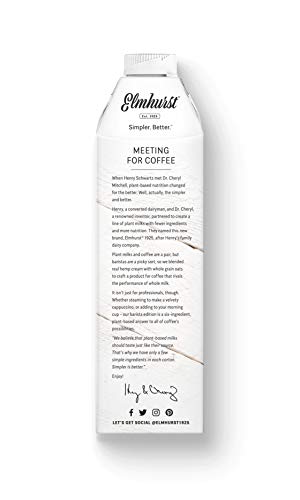 Elmhurst Barista Edition Hemp Milk, 32 Ounce (Pack of 6)