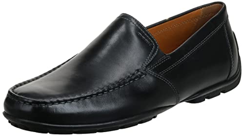 Geox Men's Monet Plain Vamp Slip-On Loafer,Black Leather,42 EU/9 M US