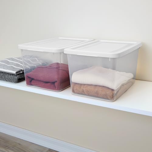 Image of Sterilite Storage Box, Stackable Clear Plastic Bins, 20 Quart, 6-Pack | Heavy-Duty Organizing Containers with Snap-On Lids for Closet, Bathroom, and Office
