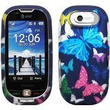 Multiple Purple Green Pink Blue Color Butterfly Snap on Hard Cover Protector Faceplate Cell Phone Case for AT&T Pantech Ease P2020 + Premium LCD Screen Guard Film