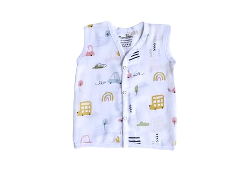 Image of MamaBee Organic Cotton Muslin Button Jabla | Printed Jabla | for Boys & Girls | Soft & Comfortable Baby Products | Sleeveless Vest | Snap Button Jabla |