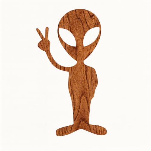 Alien Peace Sign Stencil – Reusable 4x4 Inch UFO Space Design Template for DIY Crafts, T-Shirts, Posters & Sci-Fi Decor – Funny Extraterrestrial Silhouette Stencil