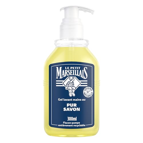 Le Petit Marseillais – Gel Lavant Mains Pur Savon (flacon-pompe de 300 ml) – Savon liquide avec 92 % d'ingrédients d'origine naturelle – Savon mains au pH neutre pour la peau