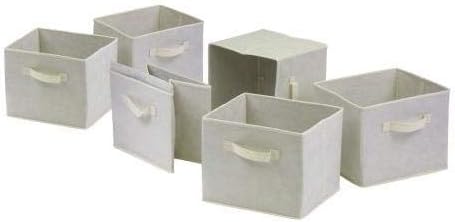 StarSun Depot Set of 6 Foldable Fabric Storage Baskets in Beige
