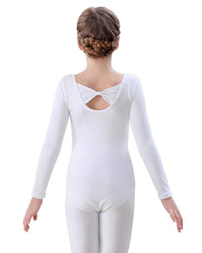 FONLAM Balletttrikot für Mädchen Tanztrikot Gymnastikanzug Baumwolle Turnanzug Kinder Ballettkleidung Langarm (4-5 Jahre, Weiß) FONLAM Balletttrikot für Mädchen Tanztrikot Gymnastikanzug Baumwolle Turnanzug Kinder Ballettkleidung Langarm (4-5 Jahre, Weiß)