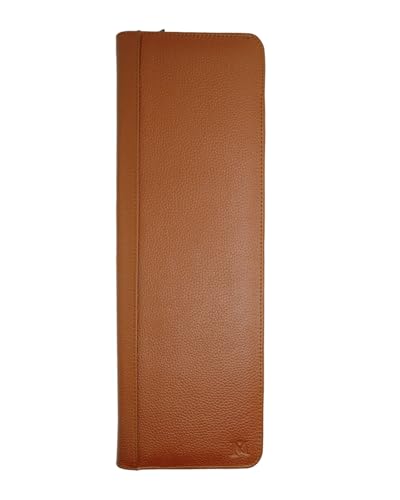 Luxury Full Grain Leather Tie Case for Travel – Handmade Zippered Holder for 2 Neckties with Presentation Bag – Premium Cowhide Organizer, Ideal Christmas, Wedding & Father’s Day Gift for Men