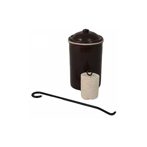 Pot allume-feu en grès + crochet + pierre