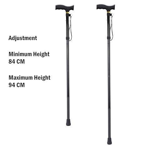 Image of iWalk Foldable Walking Stick for Old People, Adult Men /Women, Patients & Physically Challenged with Adjustable Height Strong Aluminium Body (Black).